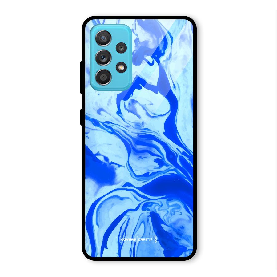 Blaze Blue Marble Texture Glass Back Case for Galaxy A52s 5G