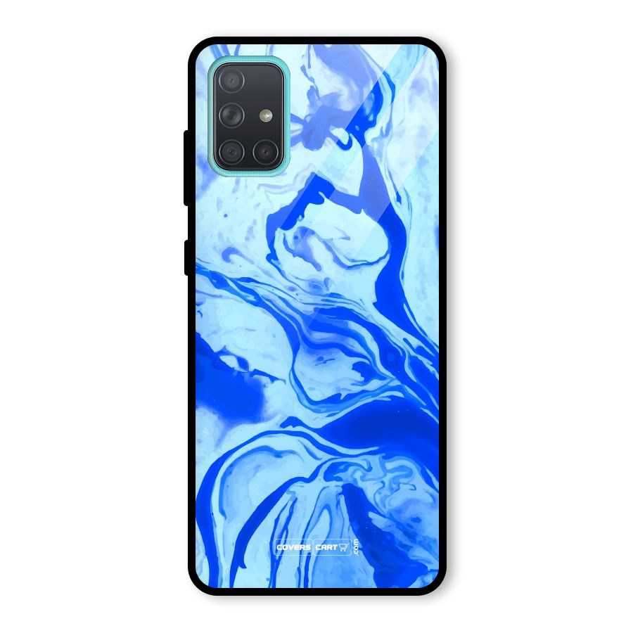Blaze Blue Marble Texture Glass Back Case for Galaxy A71