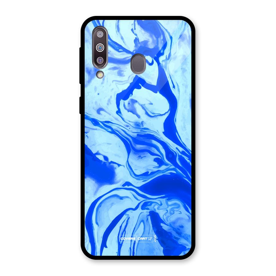Blaze Blue Marble Texture Glass Back Case for Galaxy M30