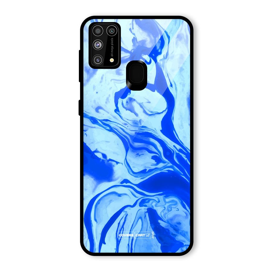 Blaze Blue Marble Texture Glass Back Case for Galaxy M31