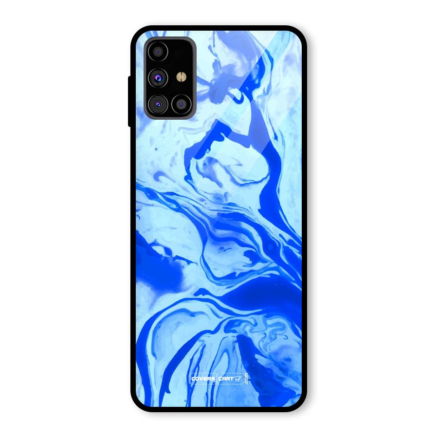 Blaze Blue Marble Texture Glass Back Case for Galaxy M31s