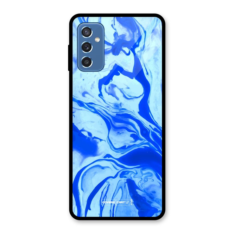 Blaze Blue Marble Texture Glass Back Case for Galaxy M52 5G