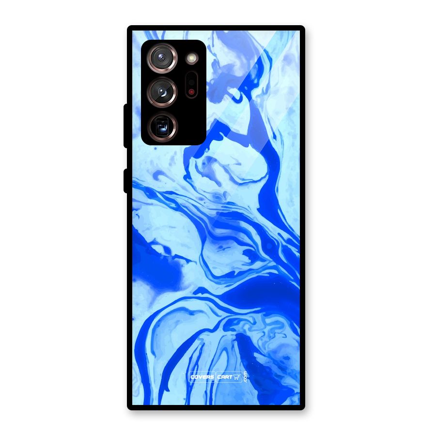 Blaze Blue Marble Texture Glass Back Case for Galaxy Note 20 Ultra