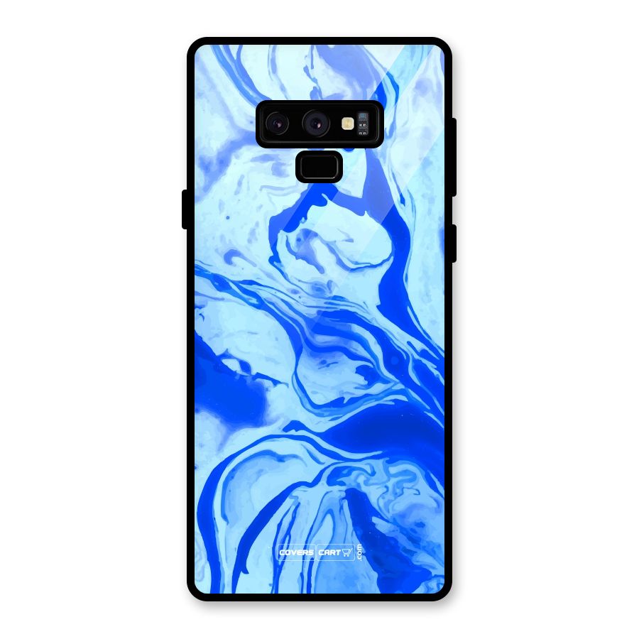 Blaze Blue Marble Texture Glass Back Case for Galaxy Note 9