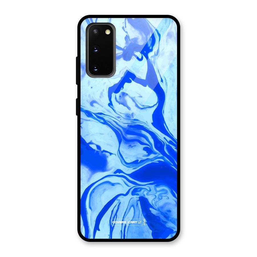Blaze Blue Marble Texture Glass Back Case for Galaxy S20