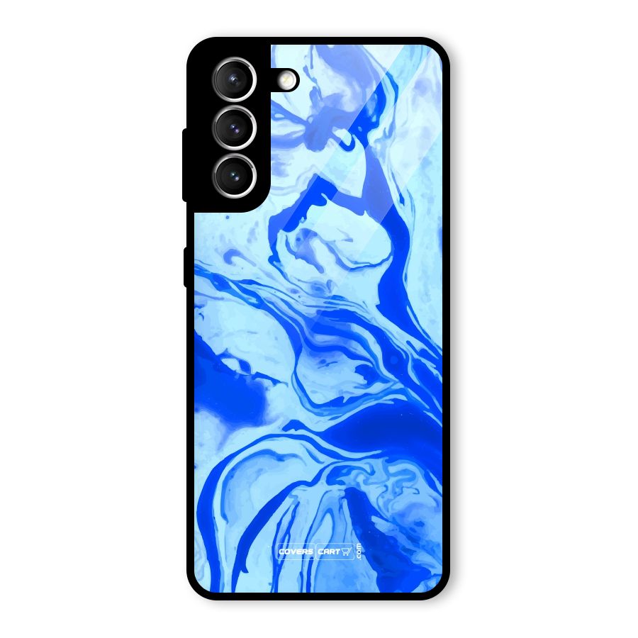Blaze Blue Marble Texture Glass Back Case for Galaxy S21 5G
