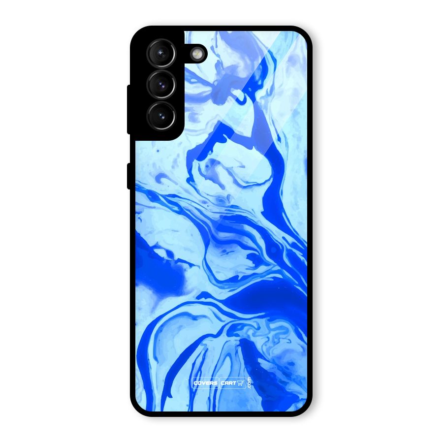 Blaze Blue Marble Texture Glass Back Case for Galaxy S21 Plus