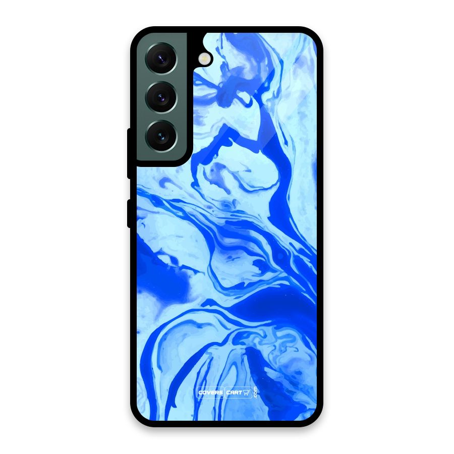 Blaze Blue Marble Texture Glass Back Case for Galaxy S22 5G