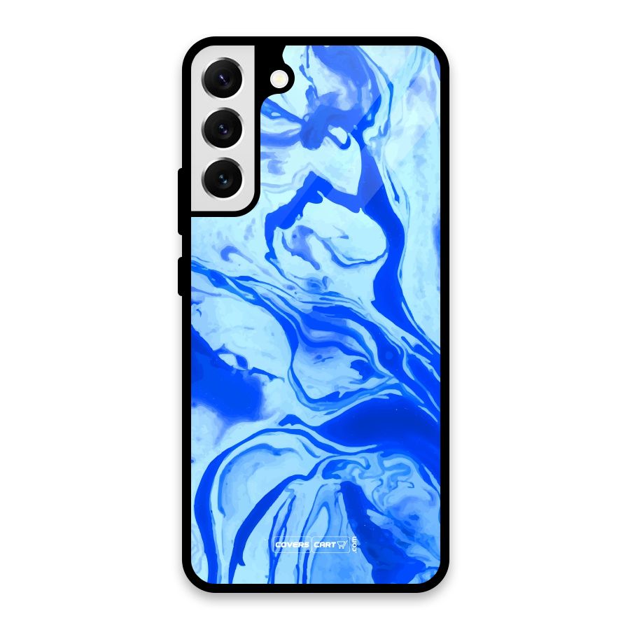 Blaze Blue Marble Texture Glass Back Case for Galaxy S22 Plus 5G