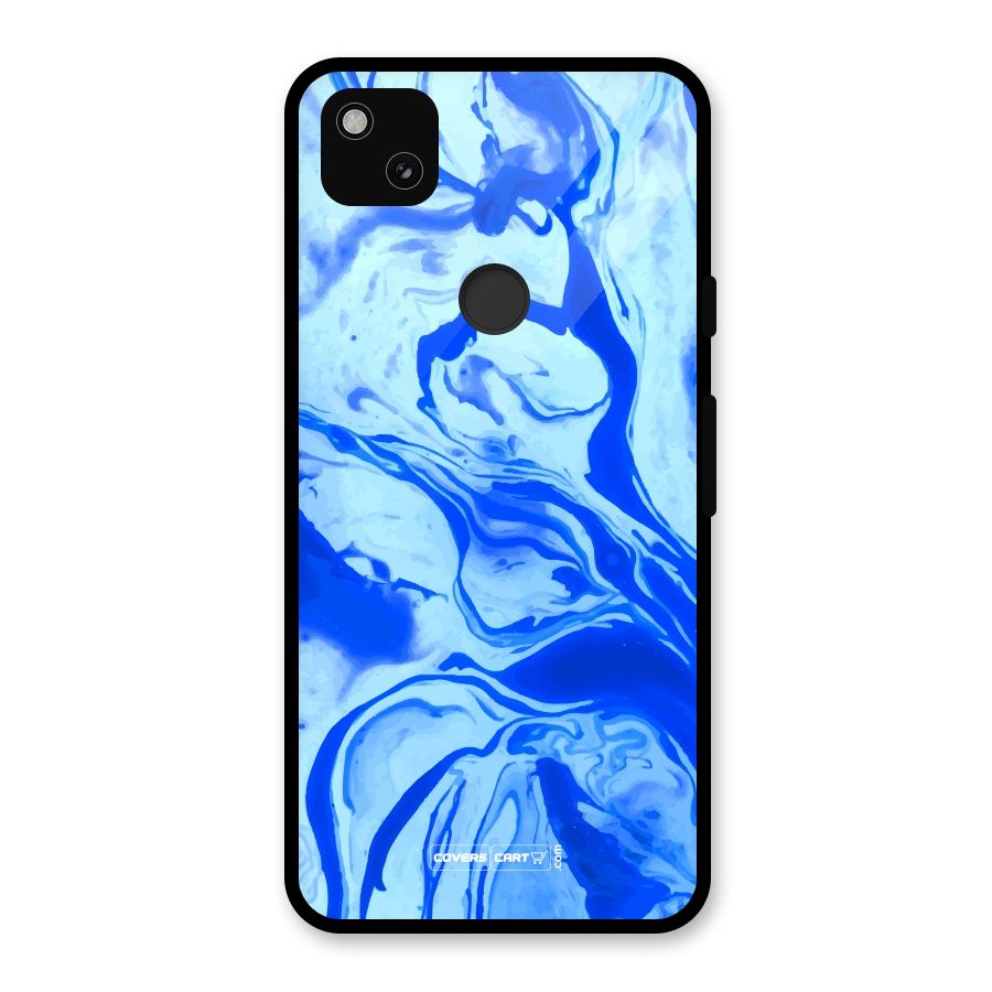 Blaze Blue Marble Texture Glass Back Case for Google Pixel 4a