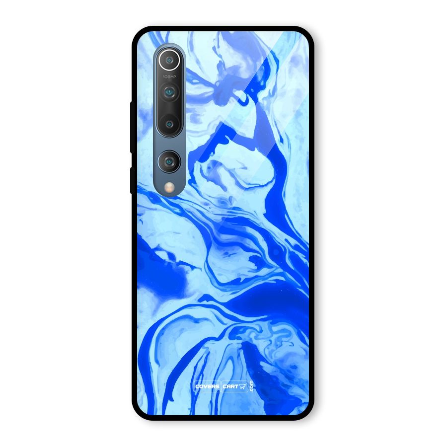 Blaze Blue Marble Texture Glass Back Case for Mi 10