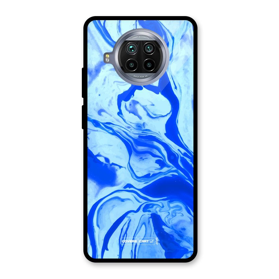 Blaze Blue Marble Texture Glass Back Case for Mi 10i