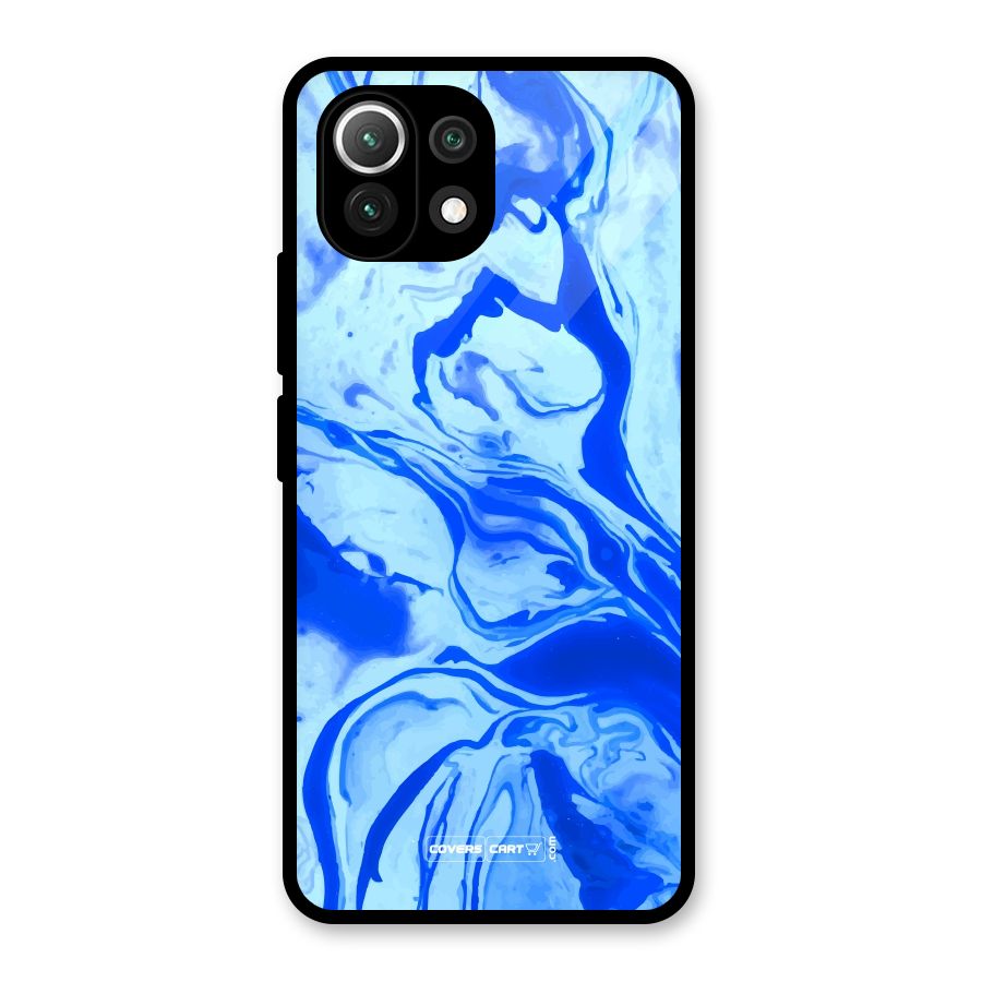 Blaze Blue Marble Texture Glass Back Case for Mi 11 Lite