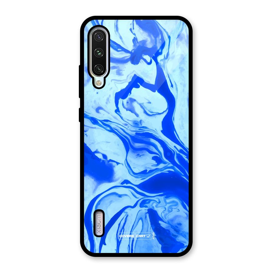 Blaze Blue Marble Texture Glass Back Case for Mi A3