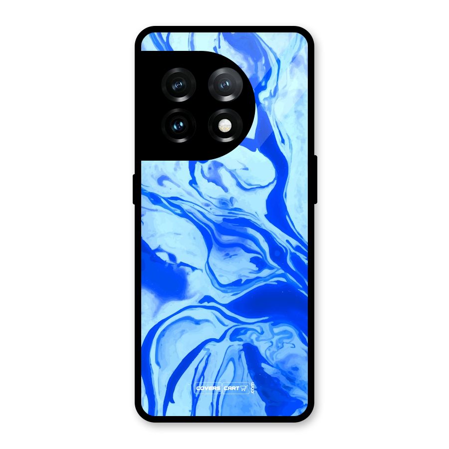 Blaze Blue Marble Texture Glass Back Case for OnePlus 11