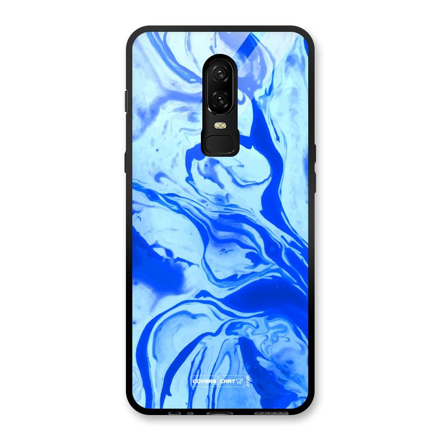 Blaze Blue Marble Texture Glass Back Case for OnePlus 6