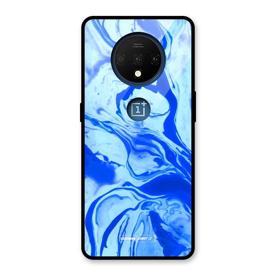 Blaze Blue Marble Texture Glass Back Case for OnePlus 7T