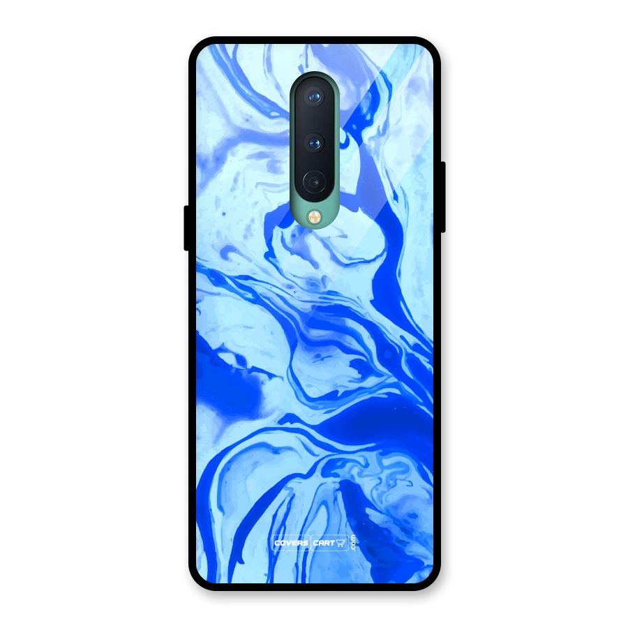 Blaze Blue Marble Texture Glass Back Case for OnePlus 8