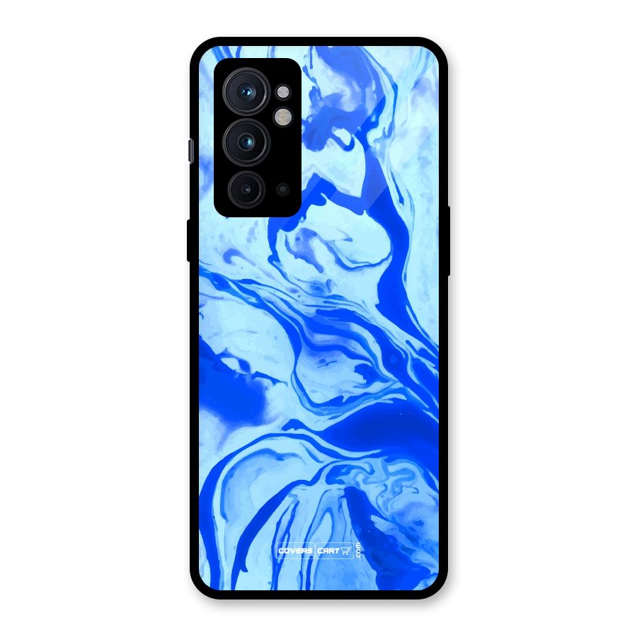 Blaze Blue Marble Texture Glass Back Case for OnePlus 9RT 5G