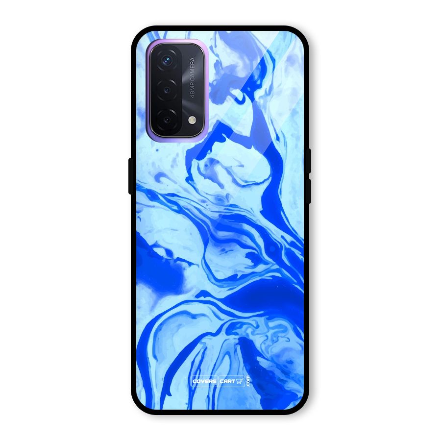 Blaze Blue Marble Texture Glass Back Case for Oppo A74 5G