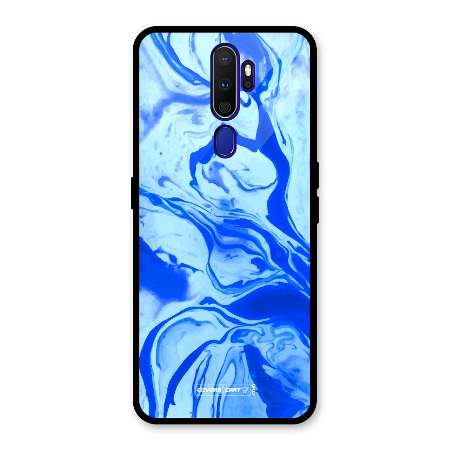 Blaze Blue Marble Texture Glass Back Case for Oppo A9 (2020)