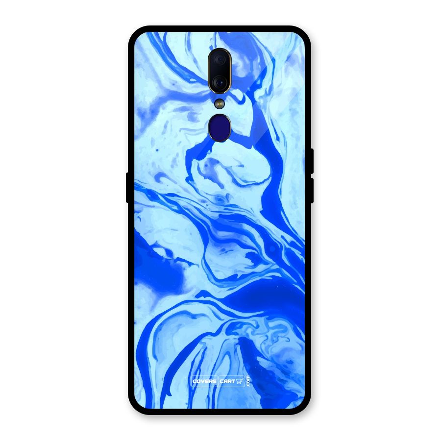 Blaze Blue Marble Texture Glass Back Case for Oppo F11
