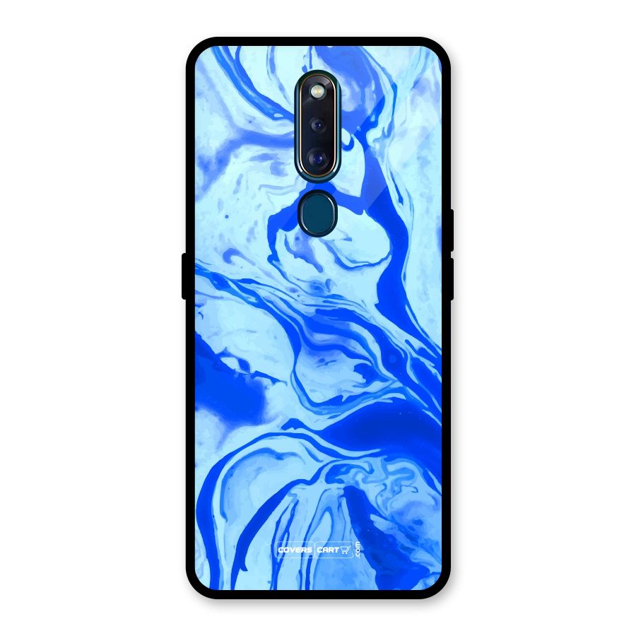 Blaze Blue Marble Texture Glass Back Case for Oppo F11 Pro