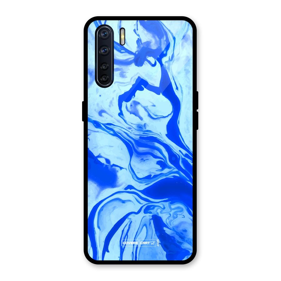 Blaze Blue Marble Texture Glass Back Case for Oppo F15