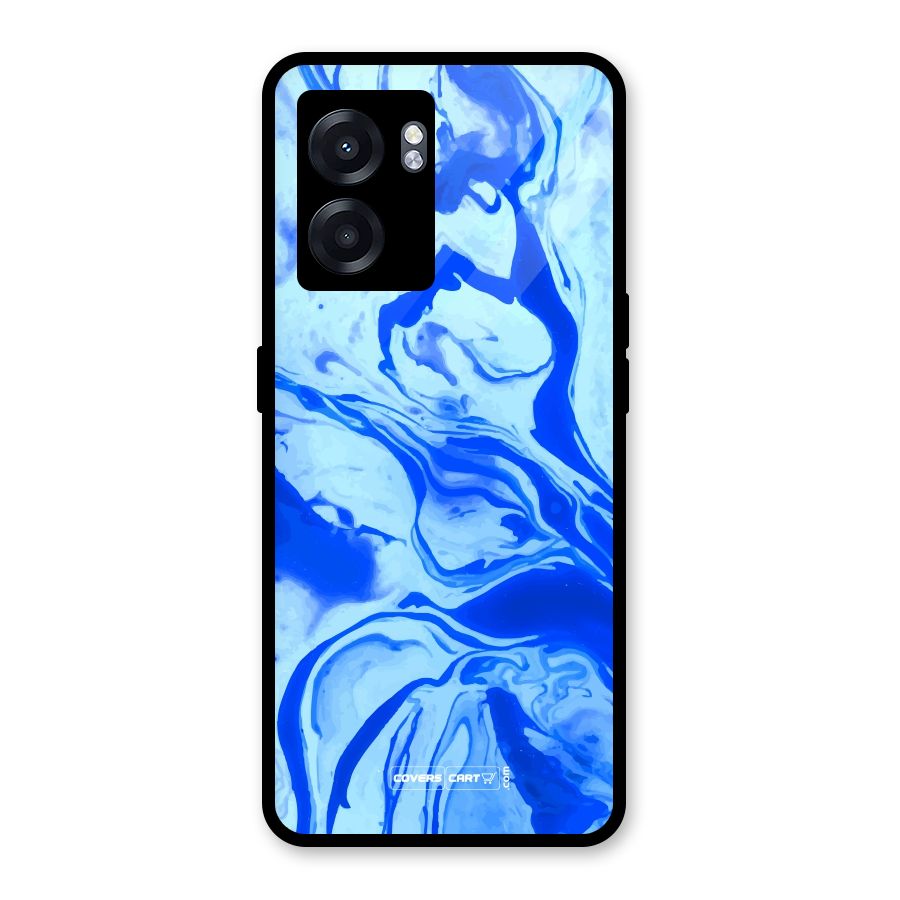 Blaze Blue Marble Texture Glass Back Case for Oppo K10 (5G)