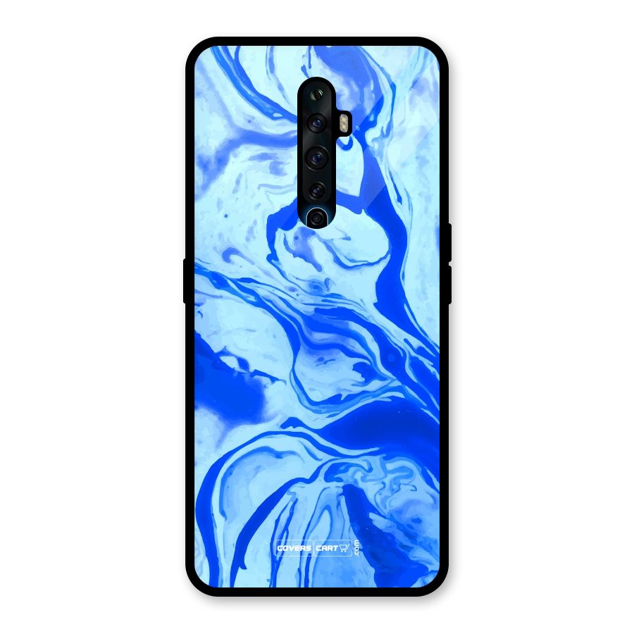 Blaze Blue Marble Texture Glass Back Case for Oppo Reno2 F