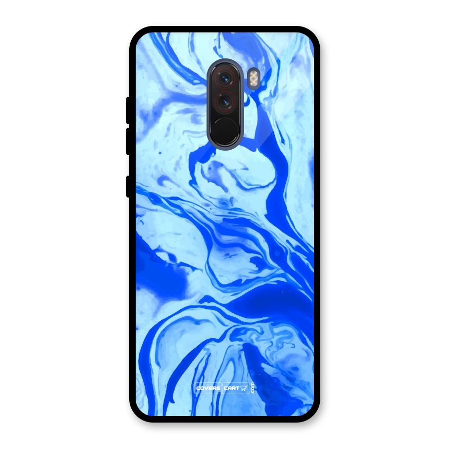 Blaze Blue Marble Texture Glass Back Case for Poco F1