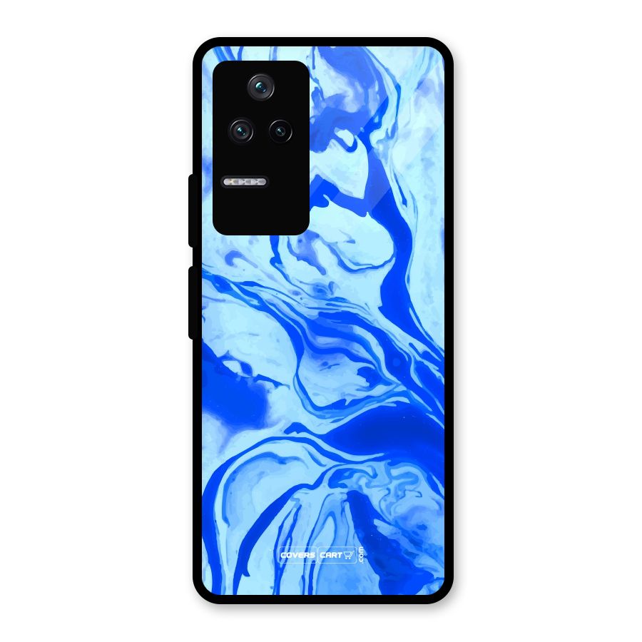 Blaze Blue Marble Texture Glass Back Case for Poco F4 5G