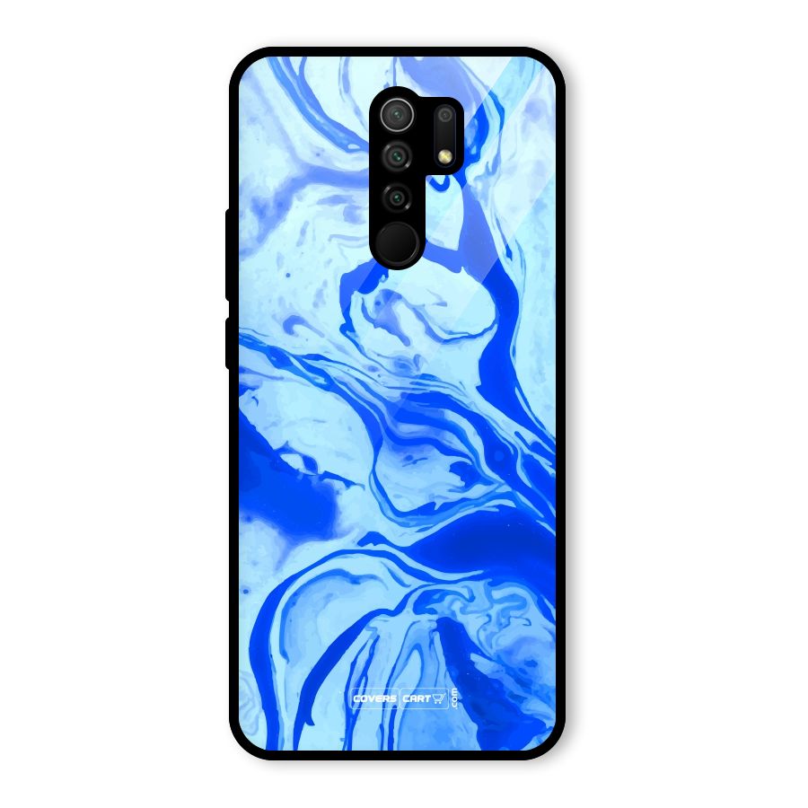Blaze Blue Marble Texture Glass Back Case for Poco M2