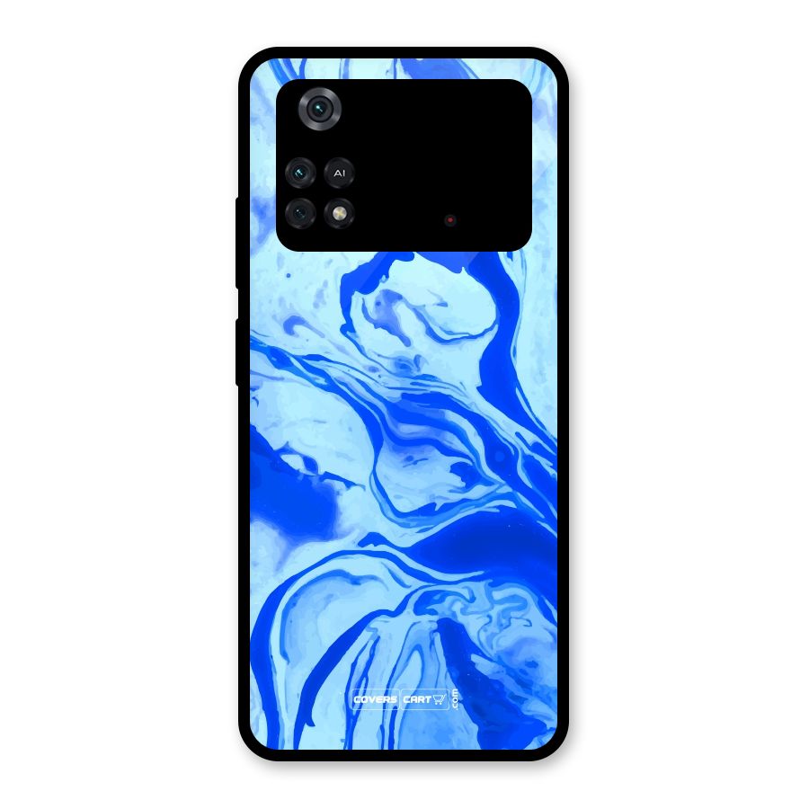 Blaze Blue Marble Texture Glass Back Case for Poco M4 Pro 4G