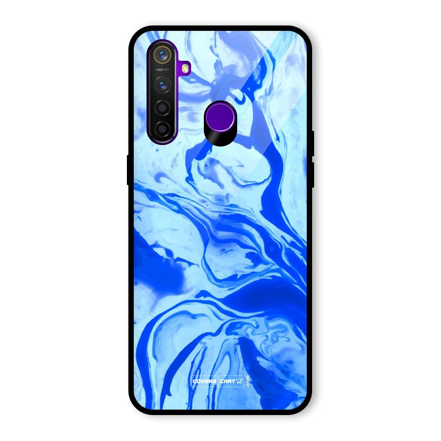 Blaze Blue Marble Texture Glass Back Case for Realme 5 Pro