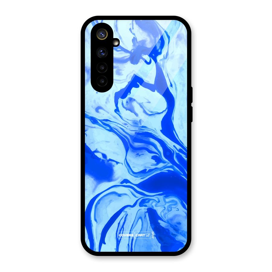 Blaze Blue Marble Texture Glass Back Case for Realme 6