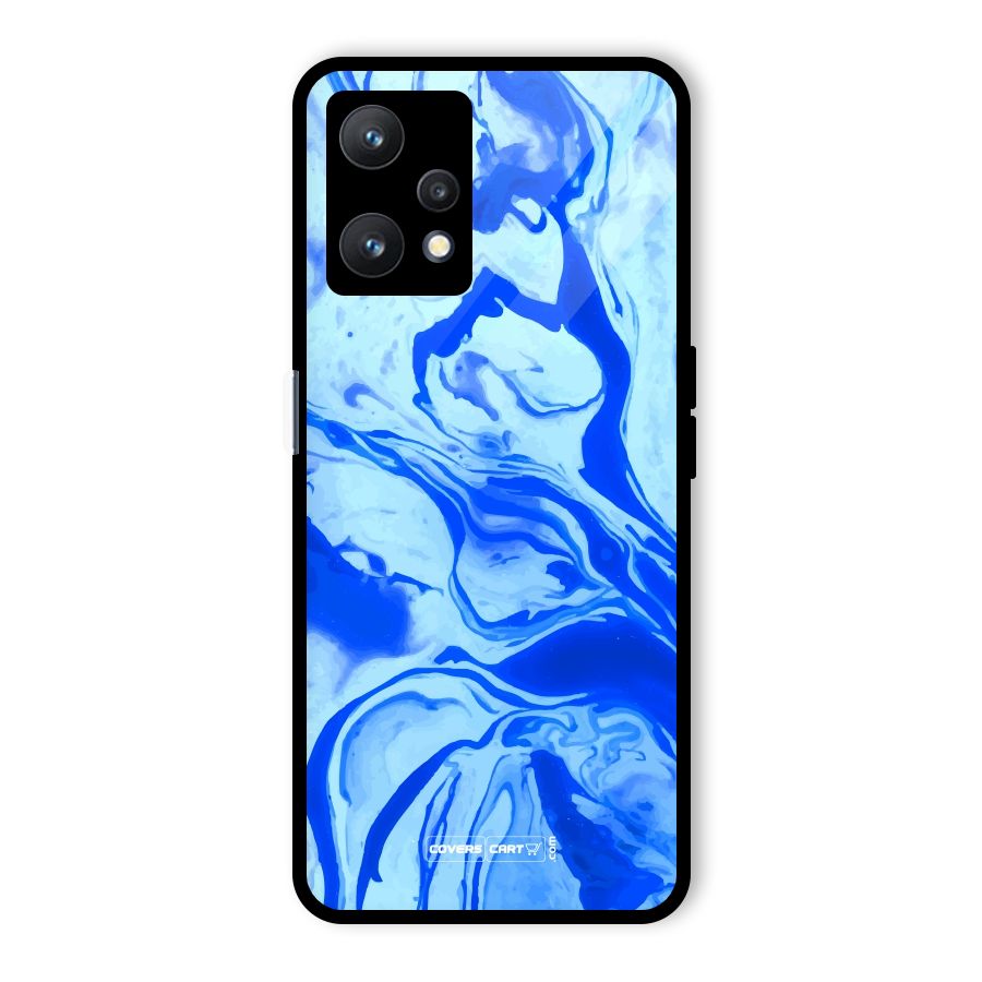 Blaze Blue Marble Texture Glass Back Case for Realme 9 Pro 5G