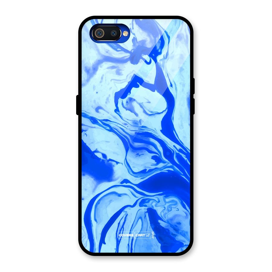 Blaze Blue Marble Texture Glass Back Case for Realme C2