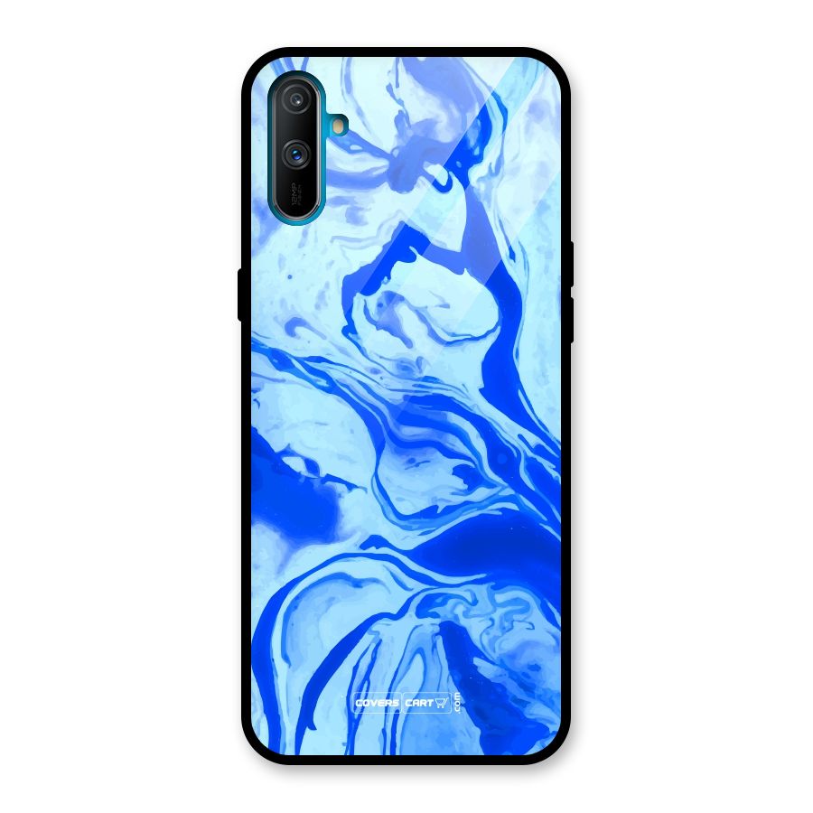 Blaze Blue Marble Texture Glass Back Case for Realme C3