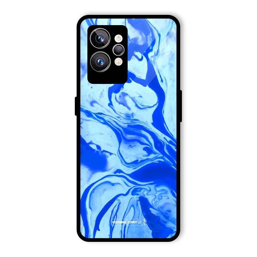 Blaze Blue Marble Texture Glass Back Case for Realme GT2 Pro
