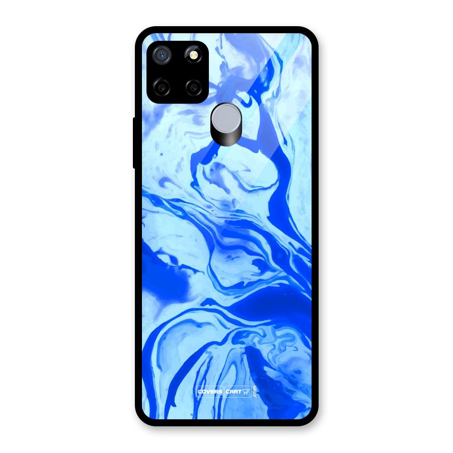 Blaze Blue Marble Texture Glass Back Case for Realme Narzo 20