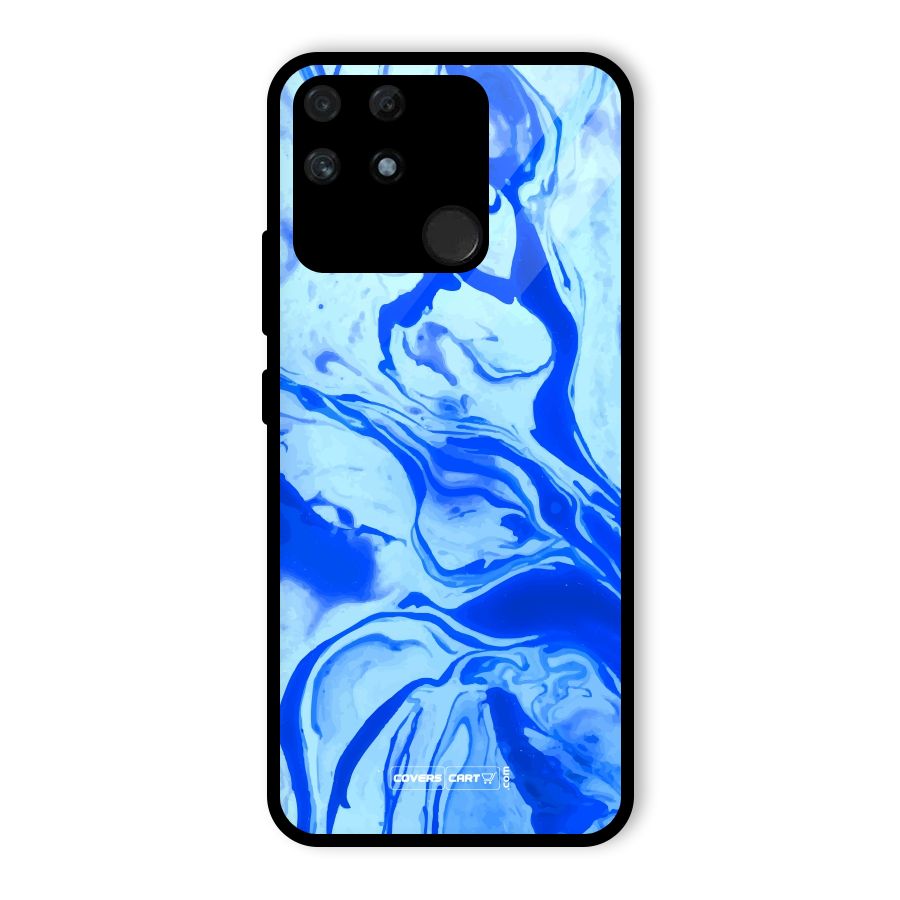 Blaze Blue Marble Texture Glass Back Case for Realme Narzo 50A