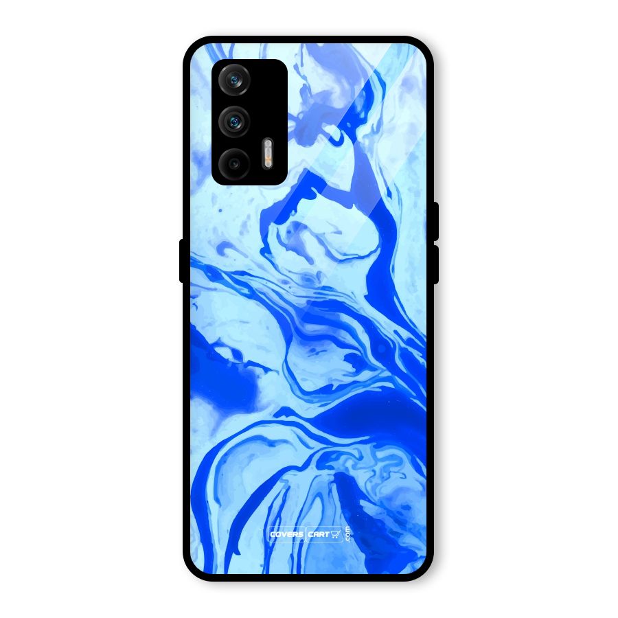 Blaze Blue Marble Texture Glass Back Case for Realme X7 Max