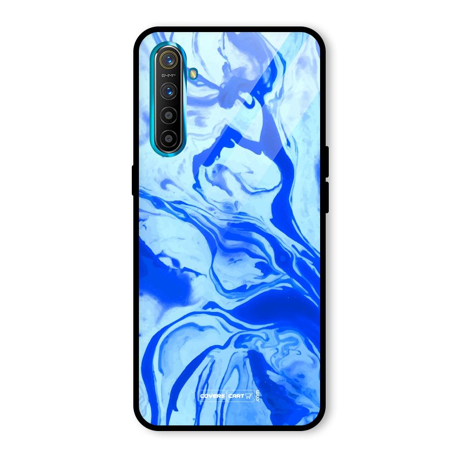 Blaze Blue Marble Texture Glass Back Case for Realme XT