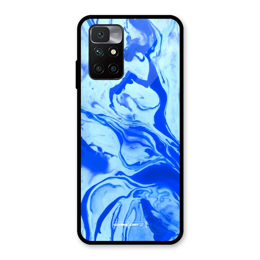 Blaze Blue Marble Texture Glass Back Case for Redmi 10 Prime