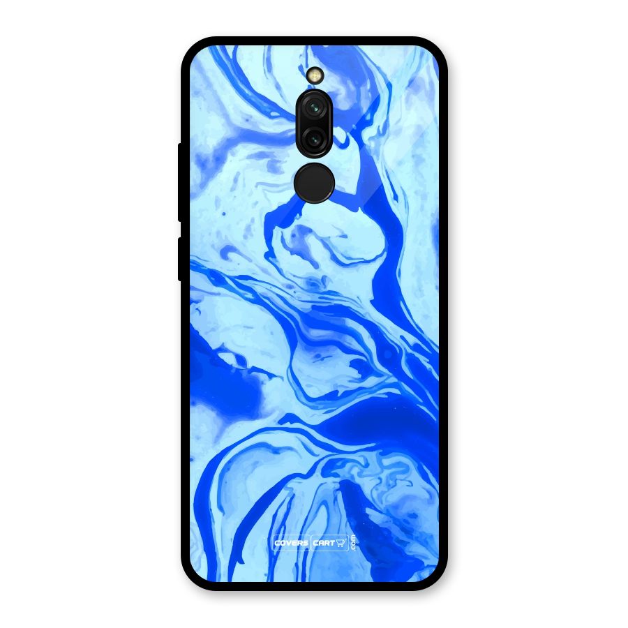 Blaze Blue Marble Texture Glass Back Case for Redmi 8