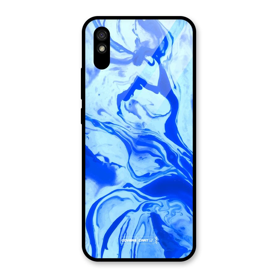 Blaze Blue Marble Texture Glass Back Case for Redmi 9i