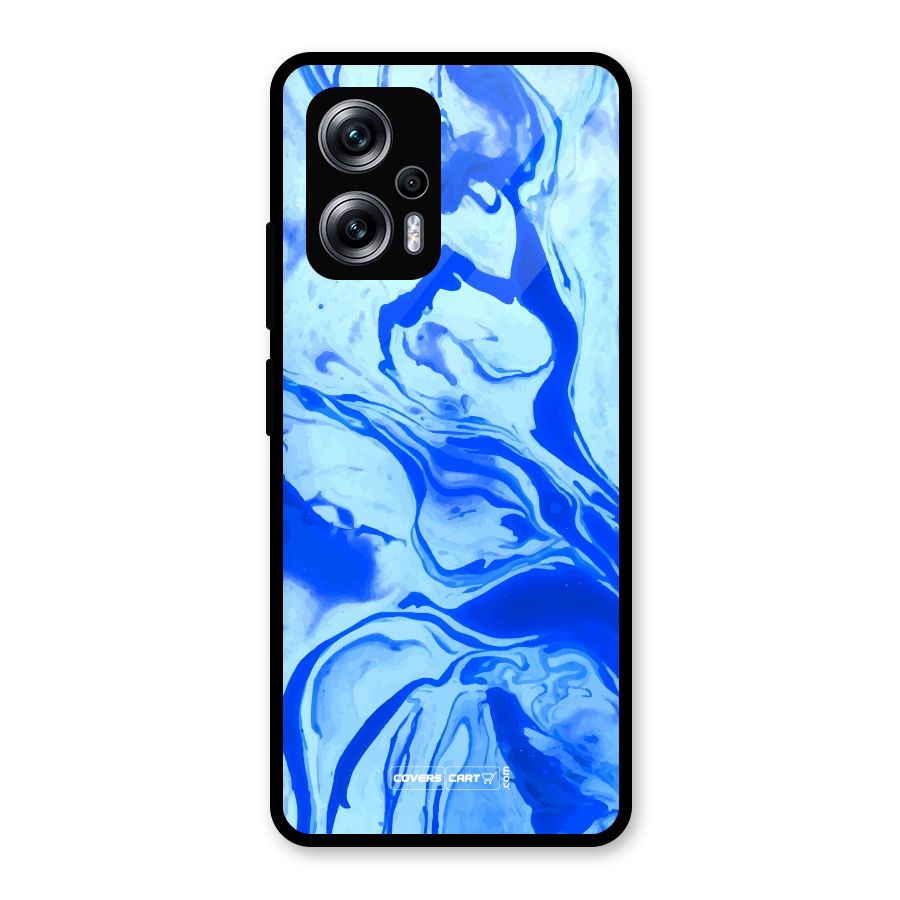 Blaze Blue Marble Texture Glass Back Case for Redmi K50i
