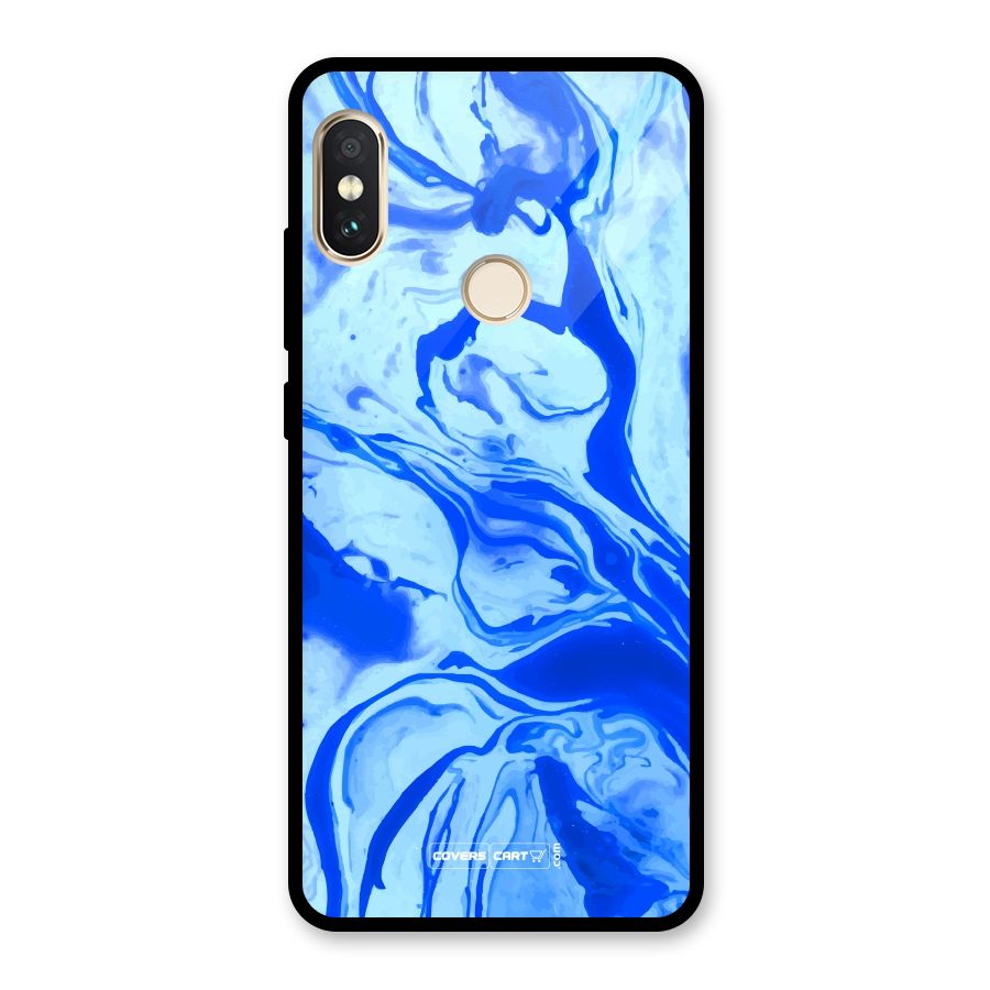 Blaze Blue Marble Texture Glass Back Case for Redmi Note 5 Pro