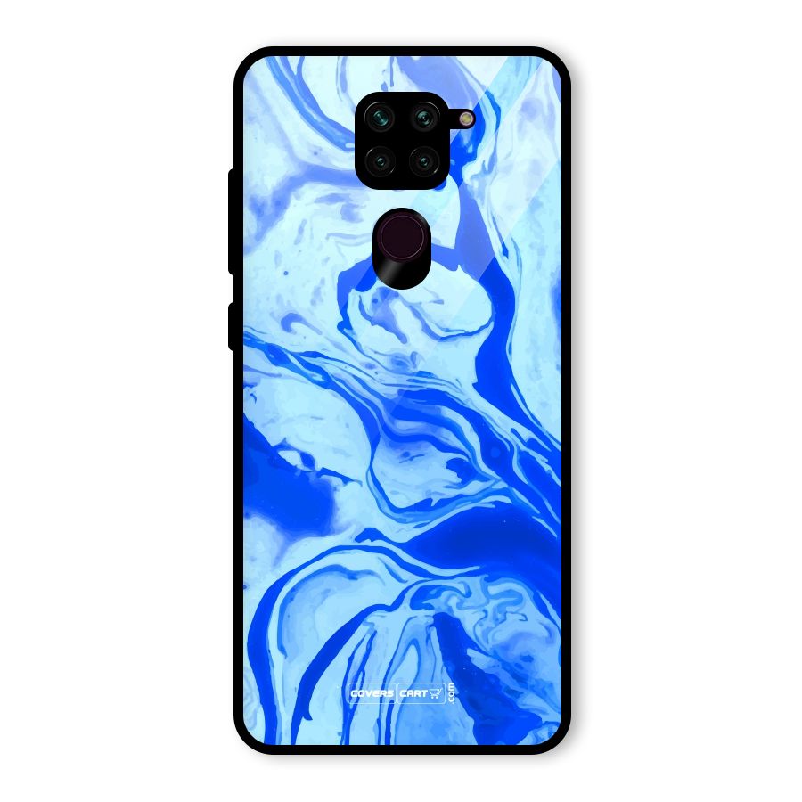 Blaze Blue Marble Texture Glass Back Case for Redmi Note 9